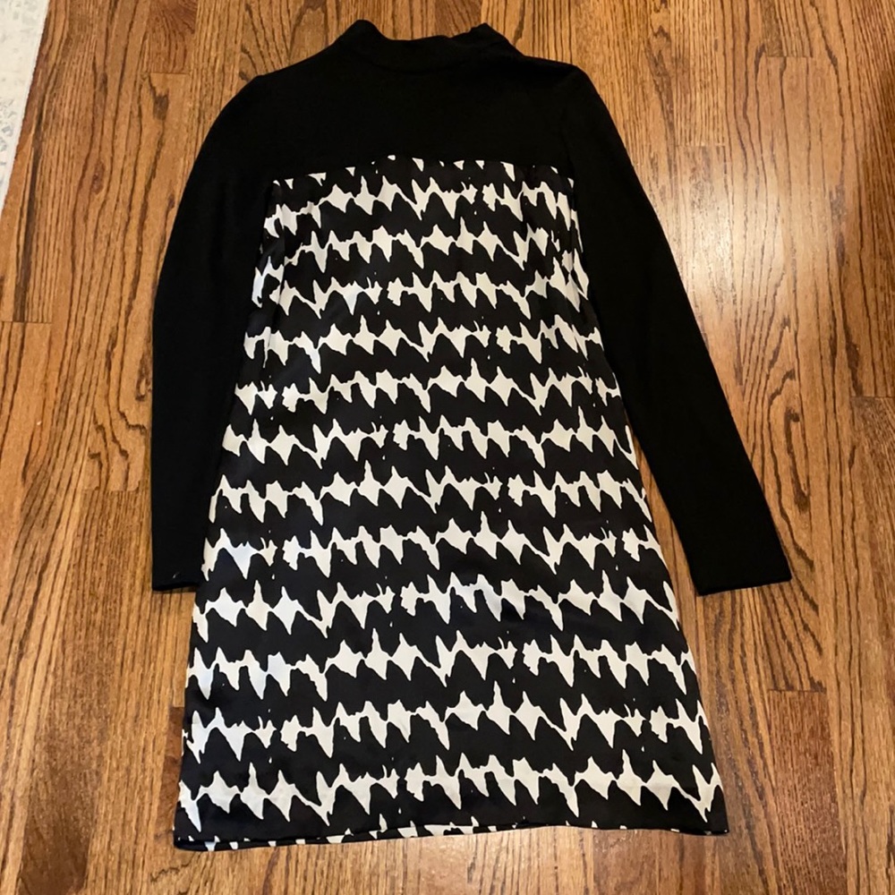 Milly silk/wool mock turtleneck dress